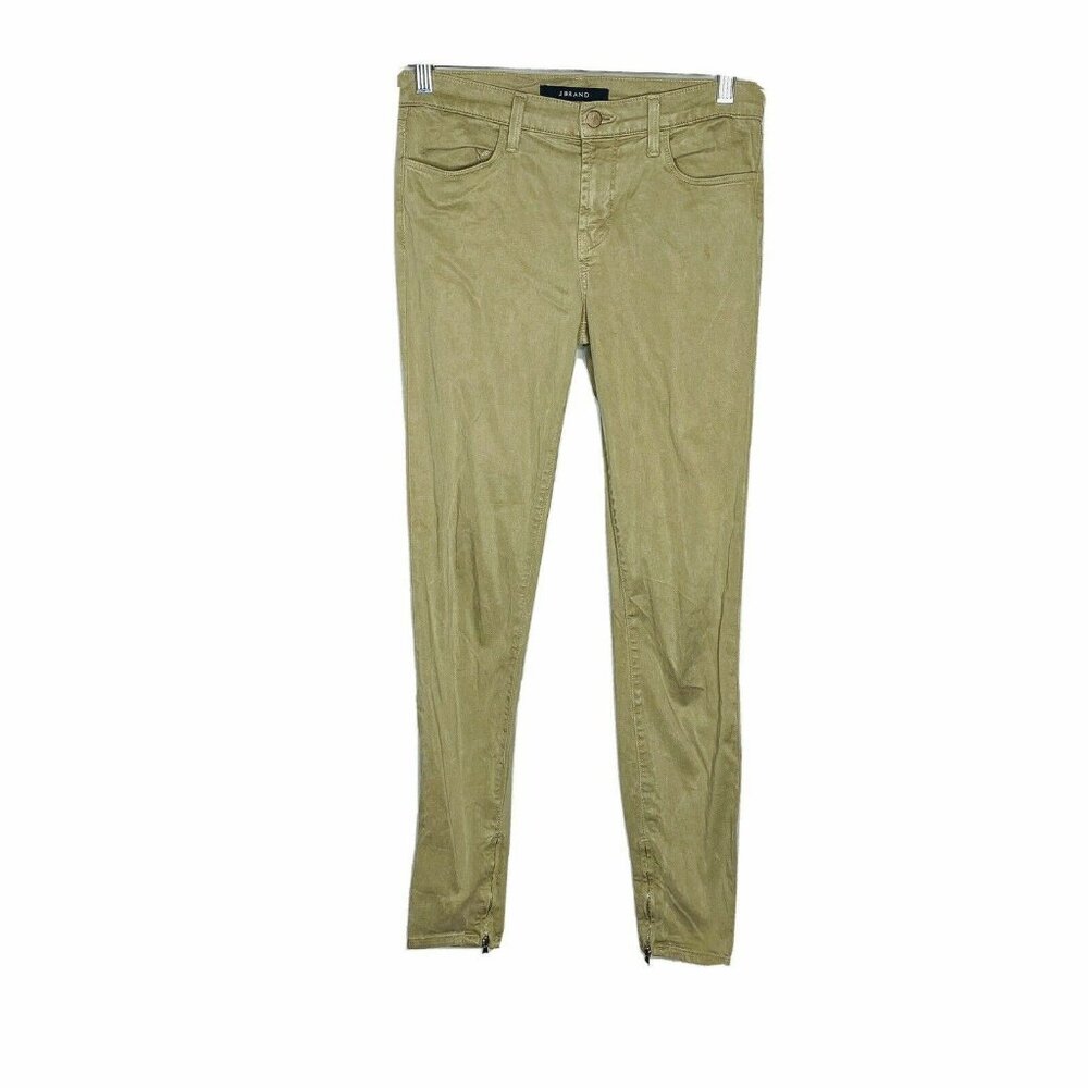 J Brand Thistle Green Ankle Crop Pants 27 Zipper Ankle